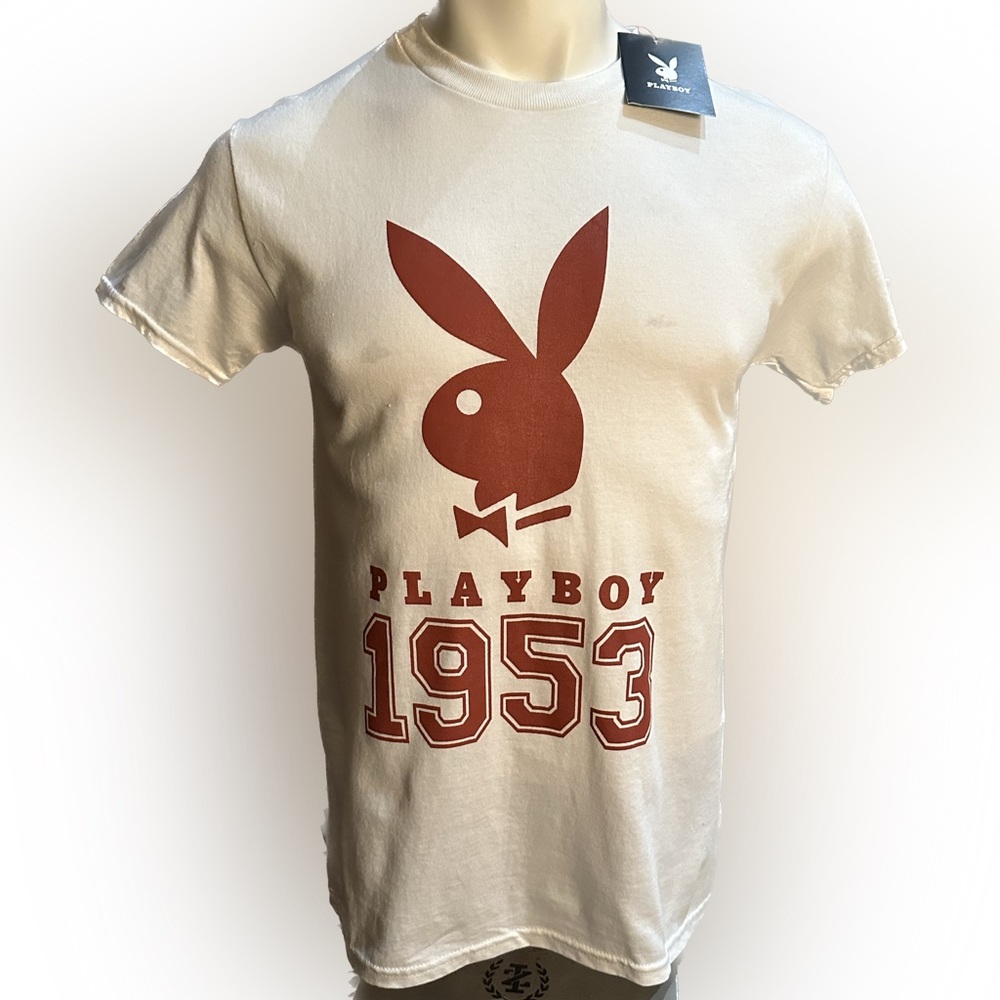 ⚡️Playboy T-Shirt Men's White & Red bunny ears 1953 Small